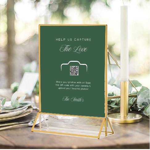 Sign Holder Display Stand for Wedding Table - Clear Acrylic 5x7 Gold Picture Frame Double Sided T Shape