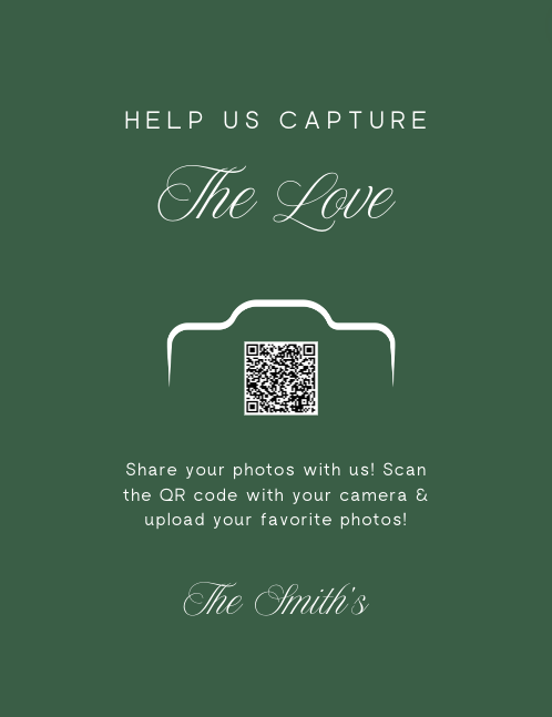 Customizable QR Code Sign for Wedding Memories - Capture the Love