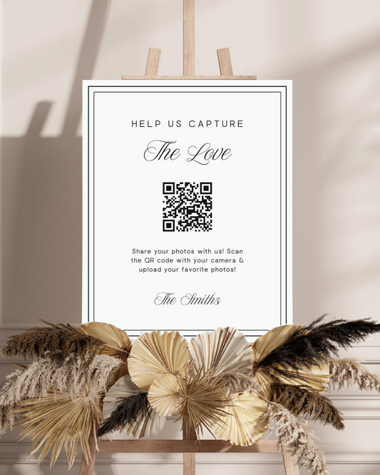 Effortless Wedding Guest Photo Sharing QR Code Sign - Capture the Love