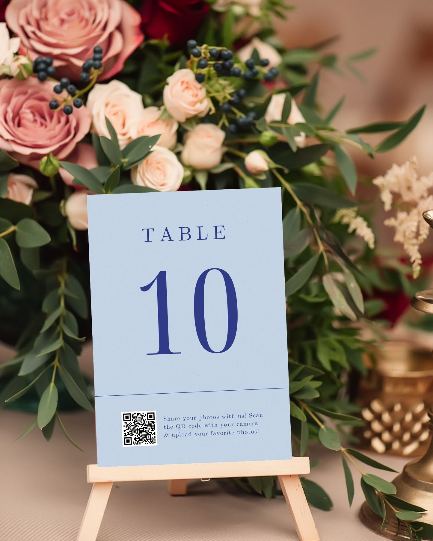 Interactive Wedding Photo QR Code Sign with Table Number