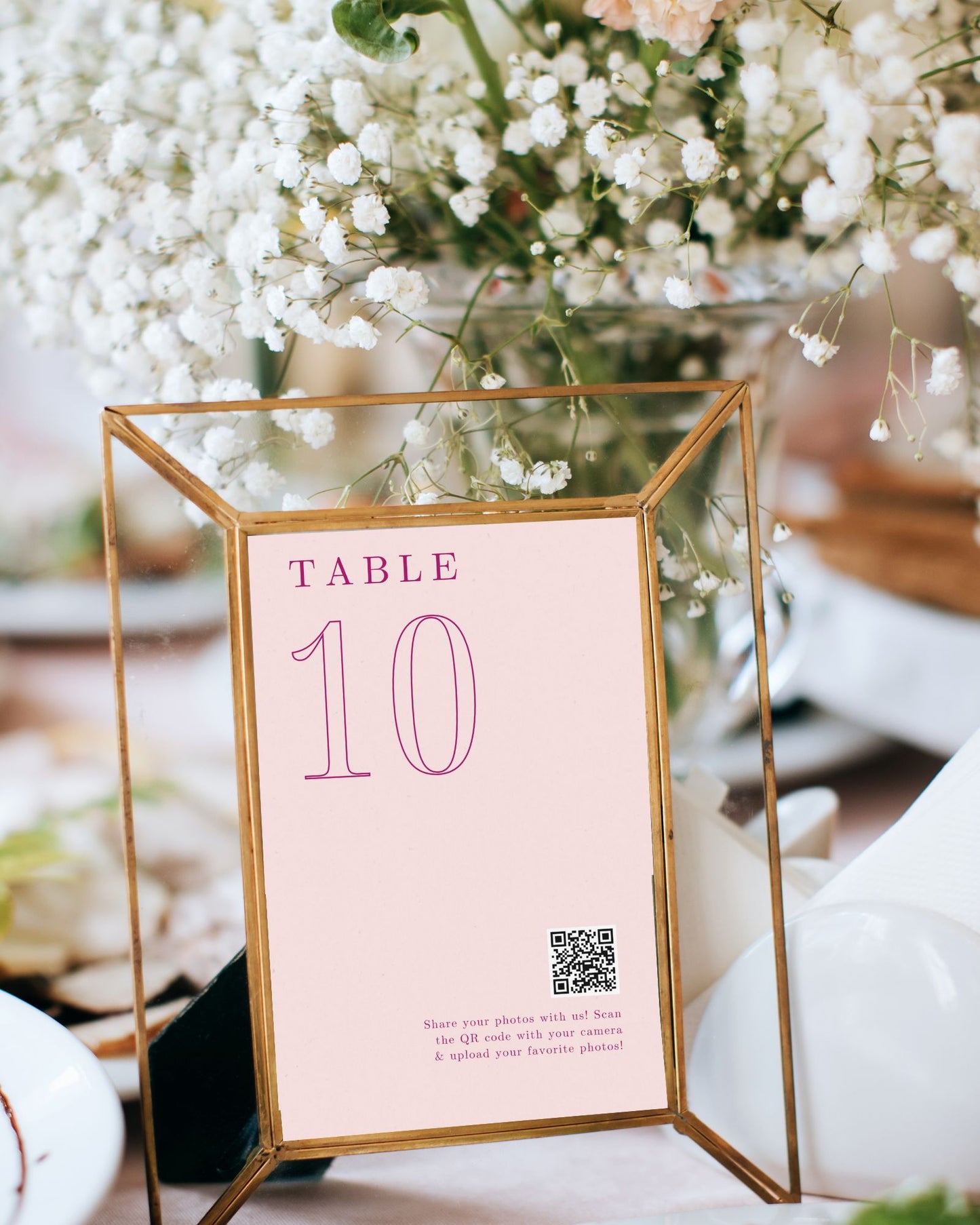 Guest Photo Submission QR Code Sign with Table Number