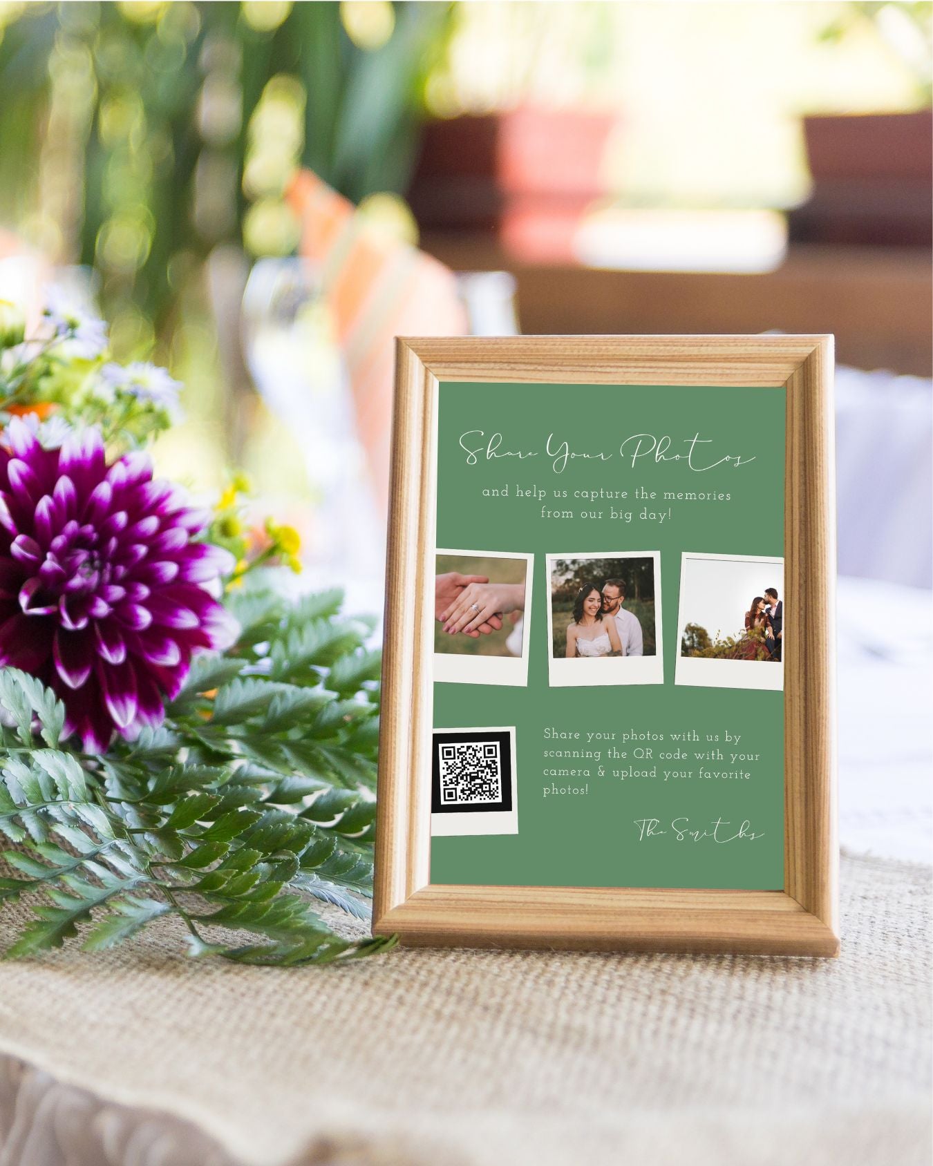 Elegant Photo Sharing QR Code Sign for Weddings - Share Your Photos