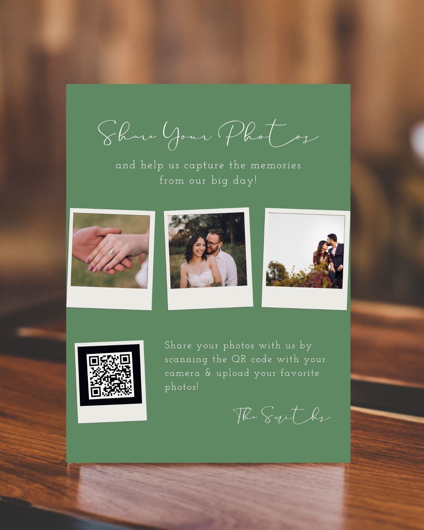 Elegant Photo Sharing QR Code Sign for Weddings - Share Your Photos