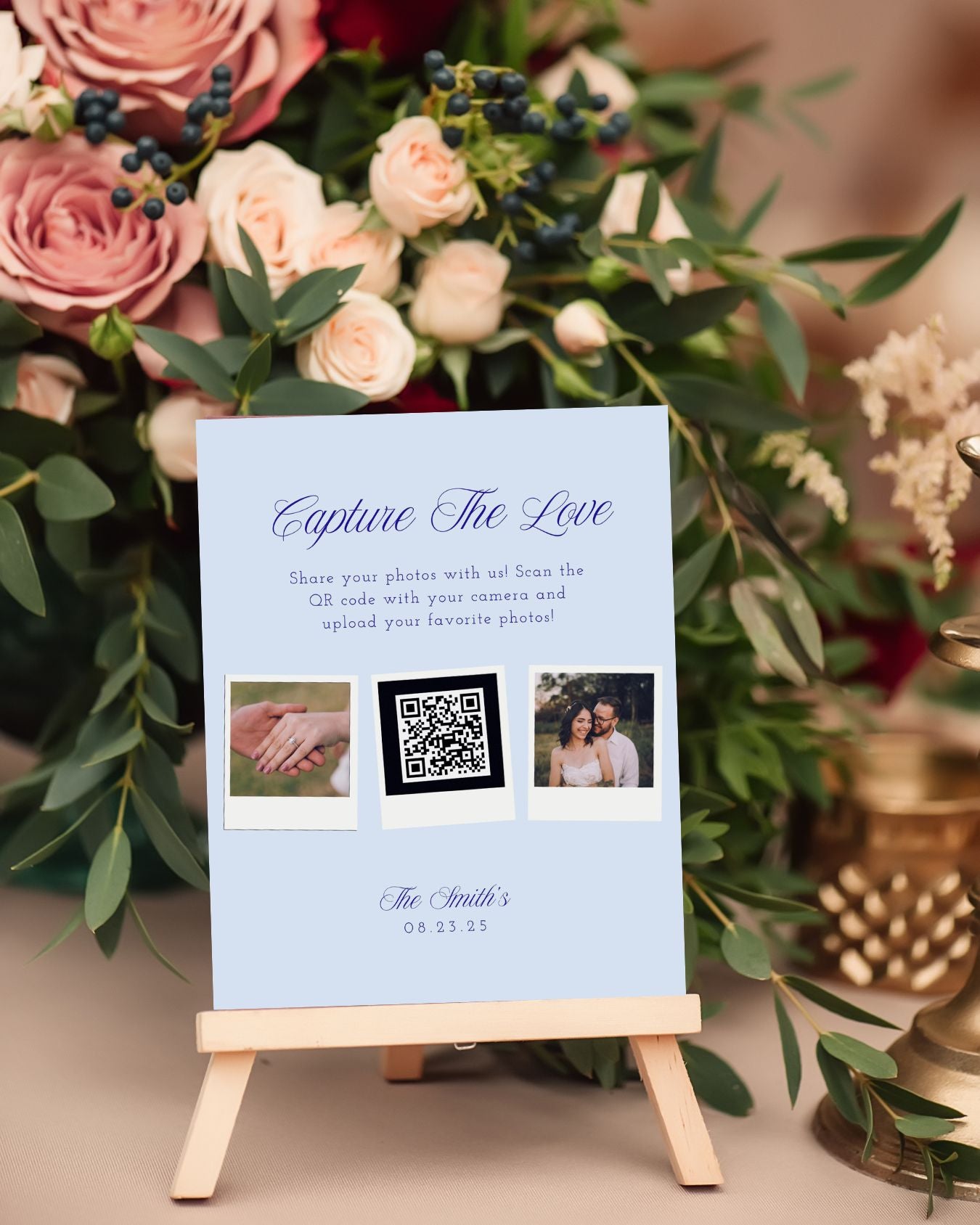 Stylish Wedding Guest Photo QR Code Sign - Capture the Love