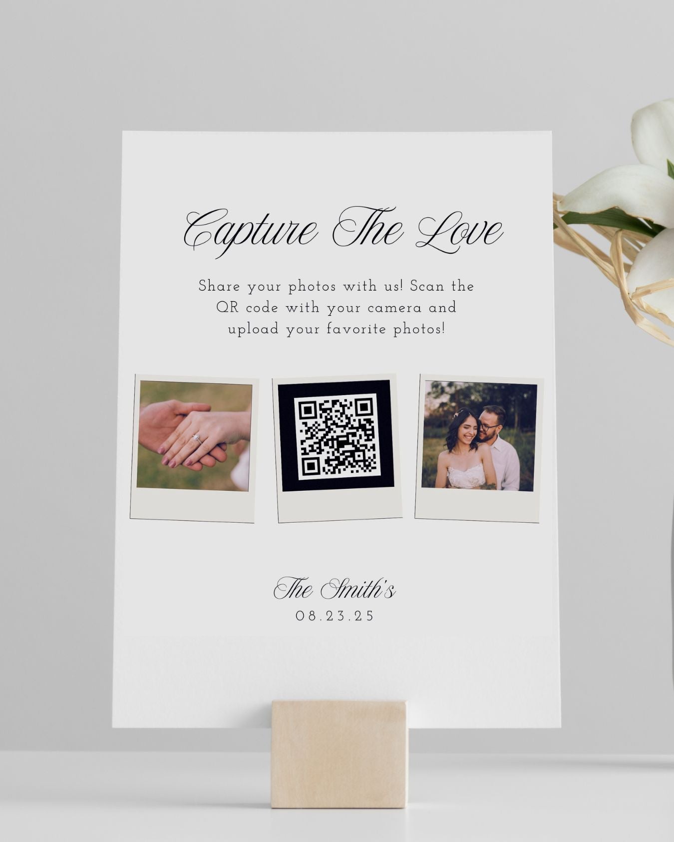 Interactive Wedding Photo Collection QR Code Sign - Capture the Love