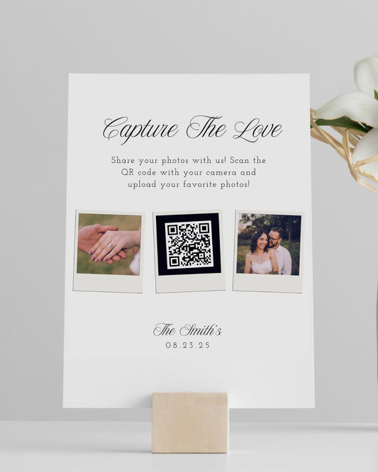 Interactive Wedding Photo Collection QR Code Sign - Capture the Love