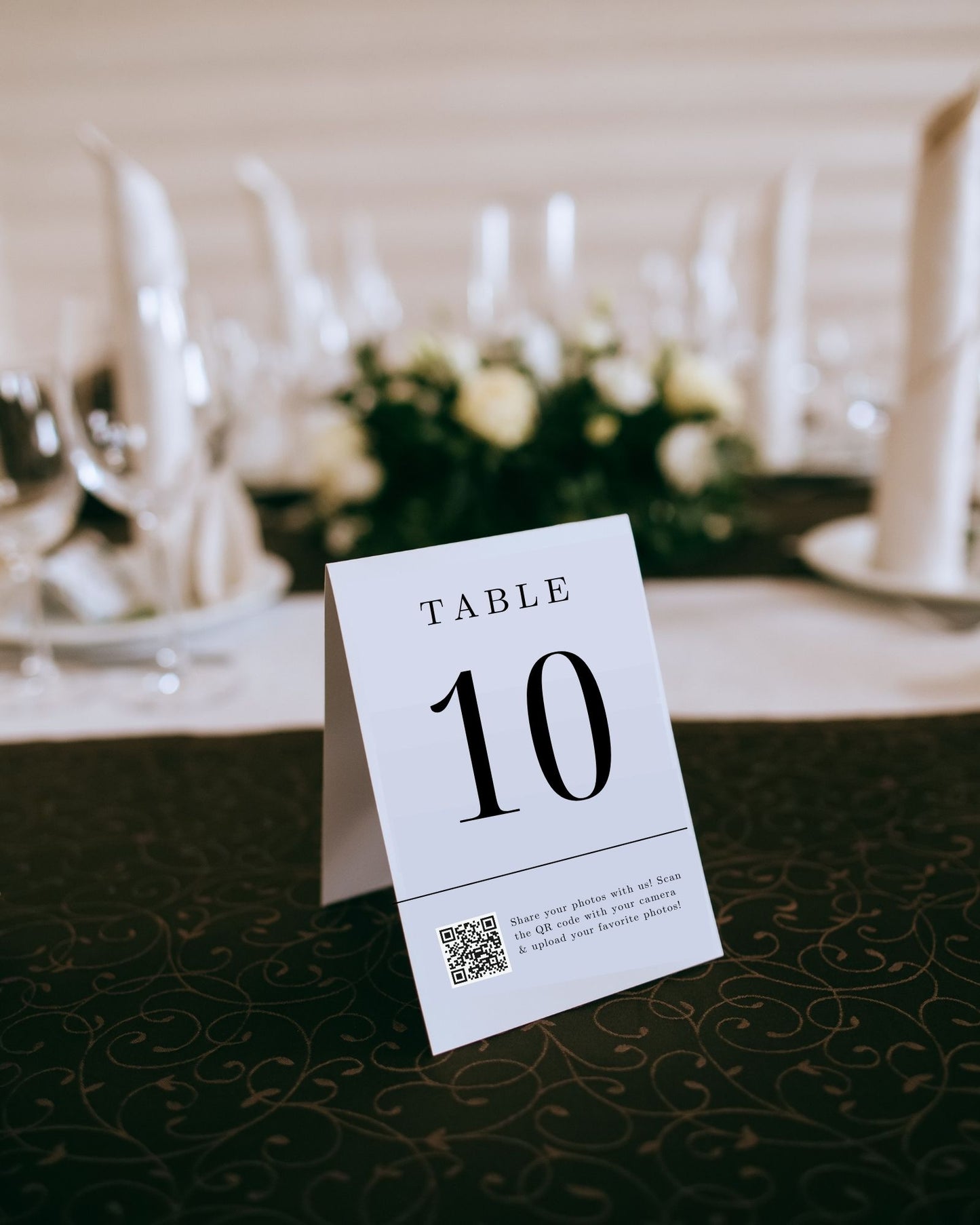 Effortless Wedding Memories QR Code Sign with Table Number