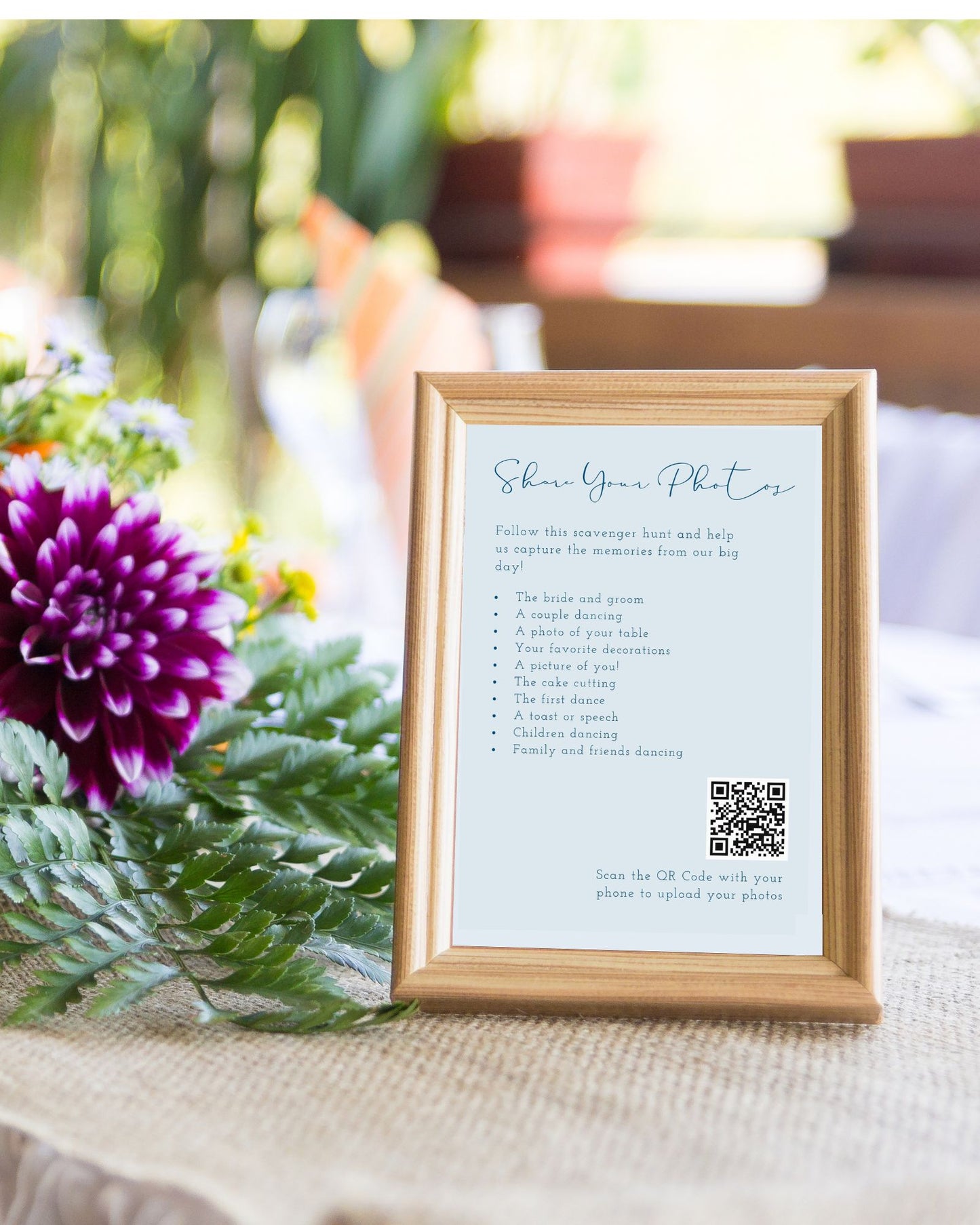 Love & Laughter: Wedding Photo Scavenger Hunt QR Code Sign