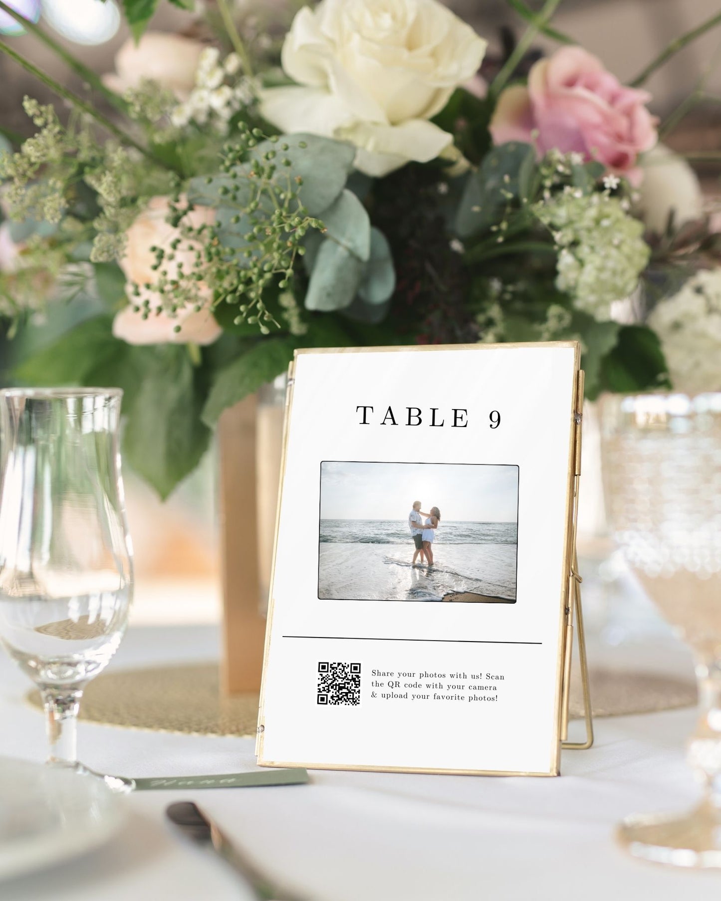 Fun and Interactive QR Code Sign for Wedding Photos with Table Number