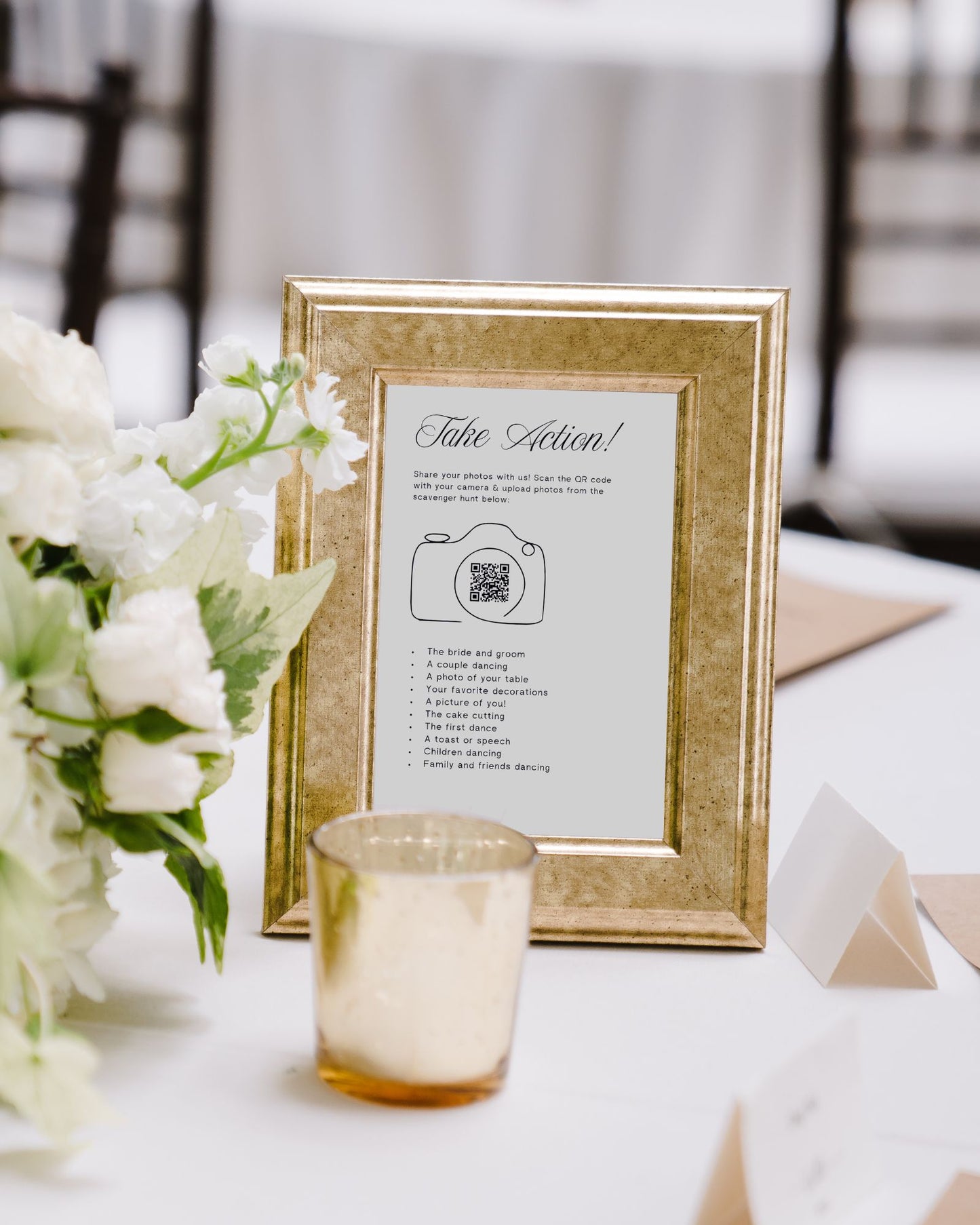 Share Your Joy: Wedding Photo Scavenger Hunt QR Code Sign