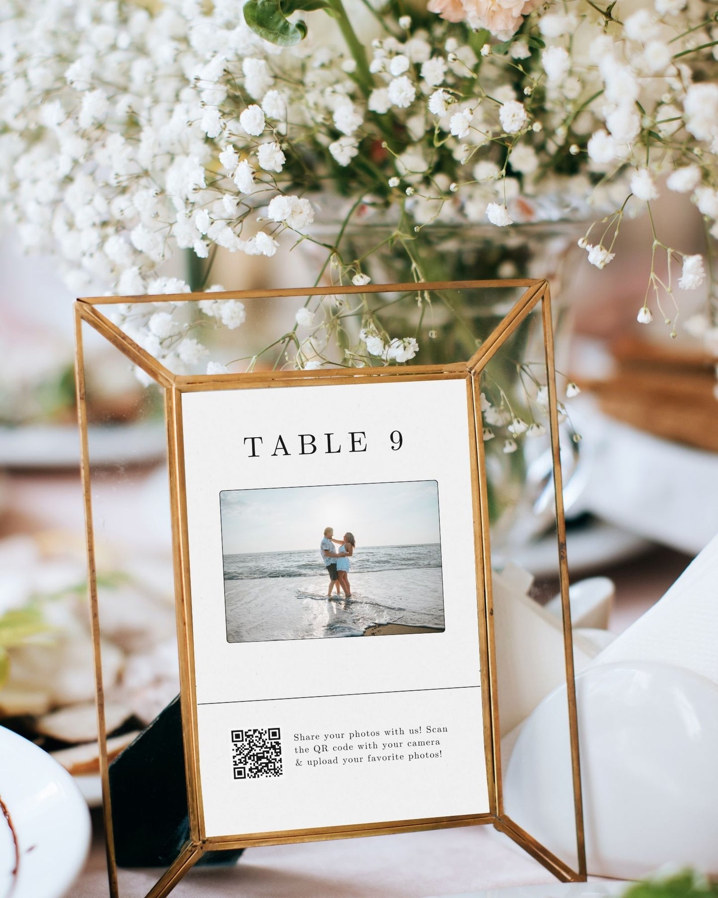 Fun and Interactive QR Code Sign for Wedding Photos with Table Number