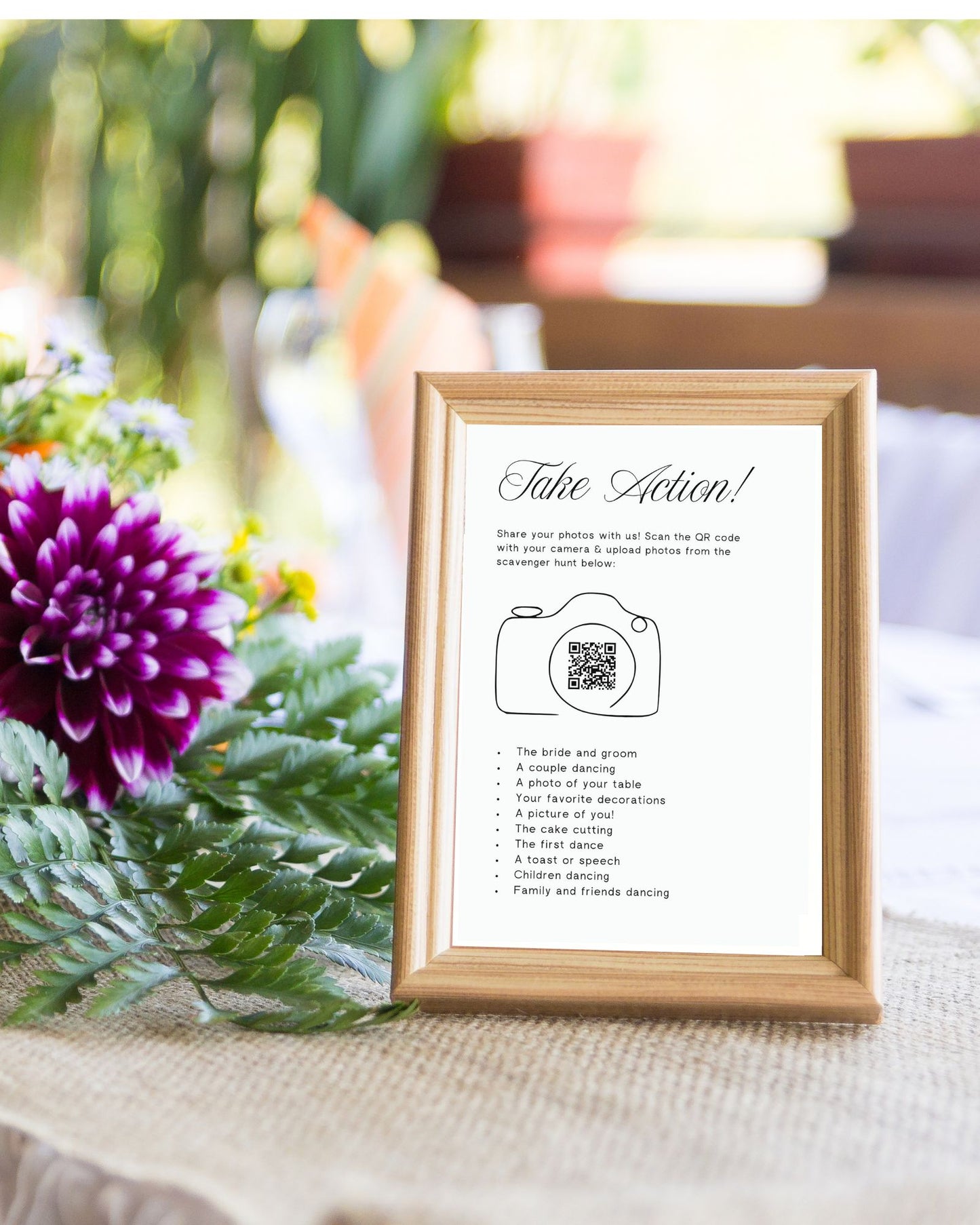 Share Your Joy: Wedding Photo Scavenger Hunt QR Code Sign