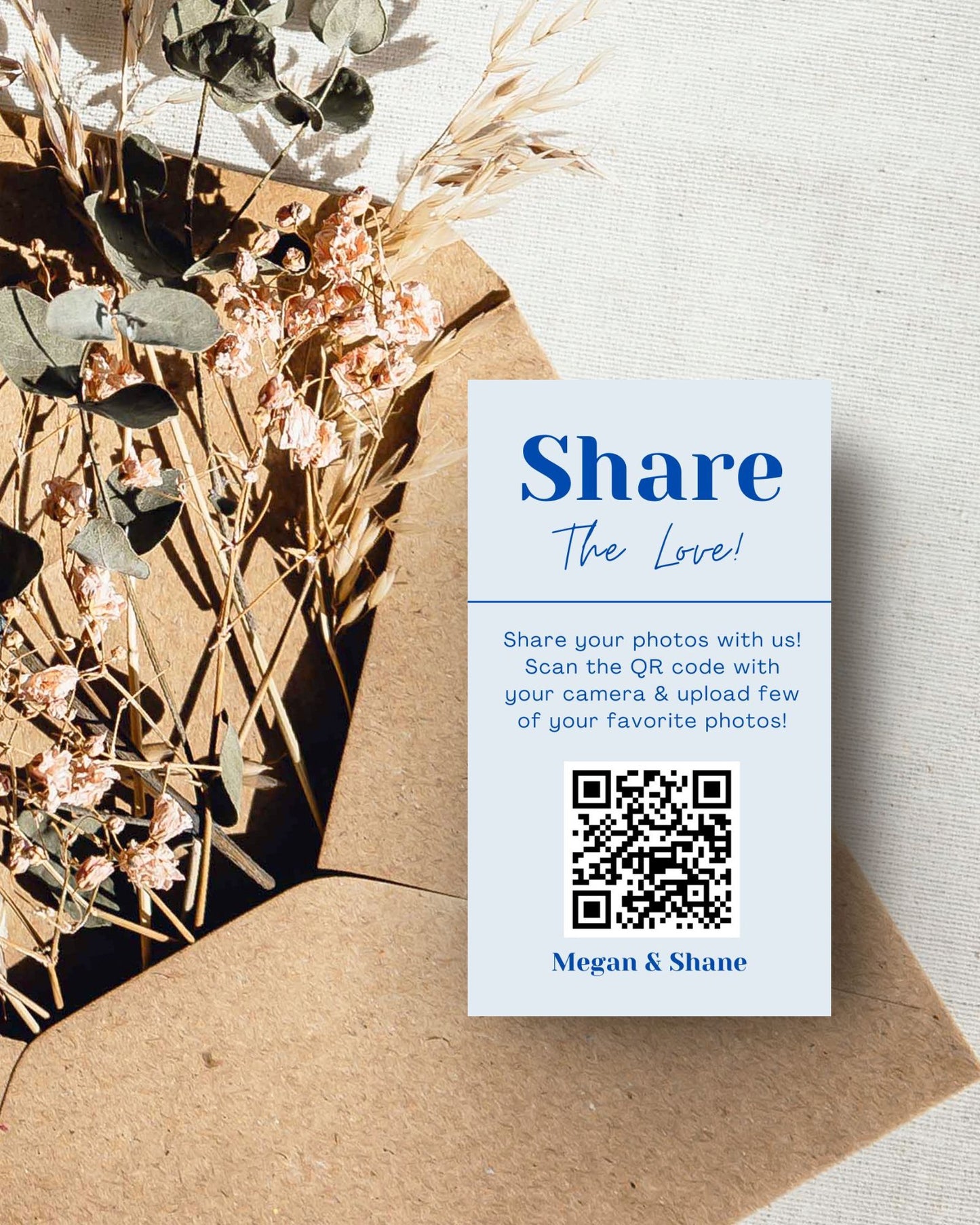 Celebrate & Capture: Wedding Guests Photo Sharing QR Code Take Away Business Card