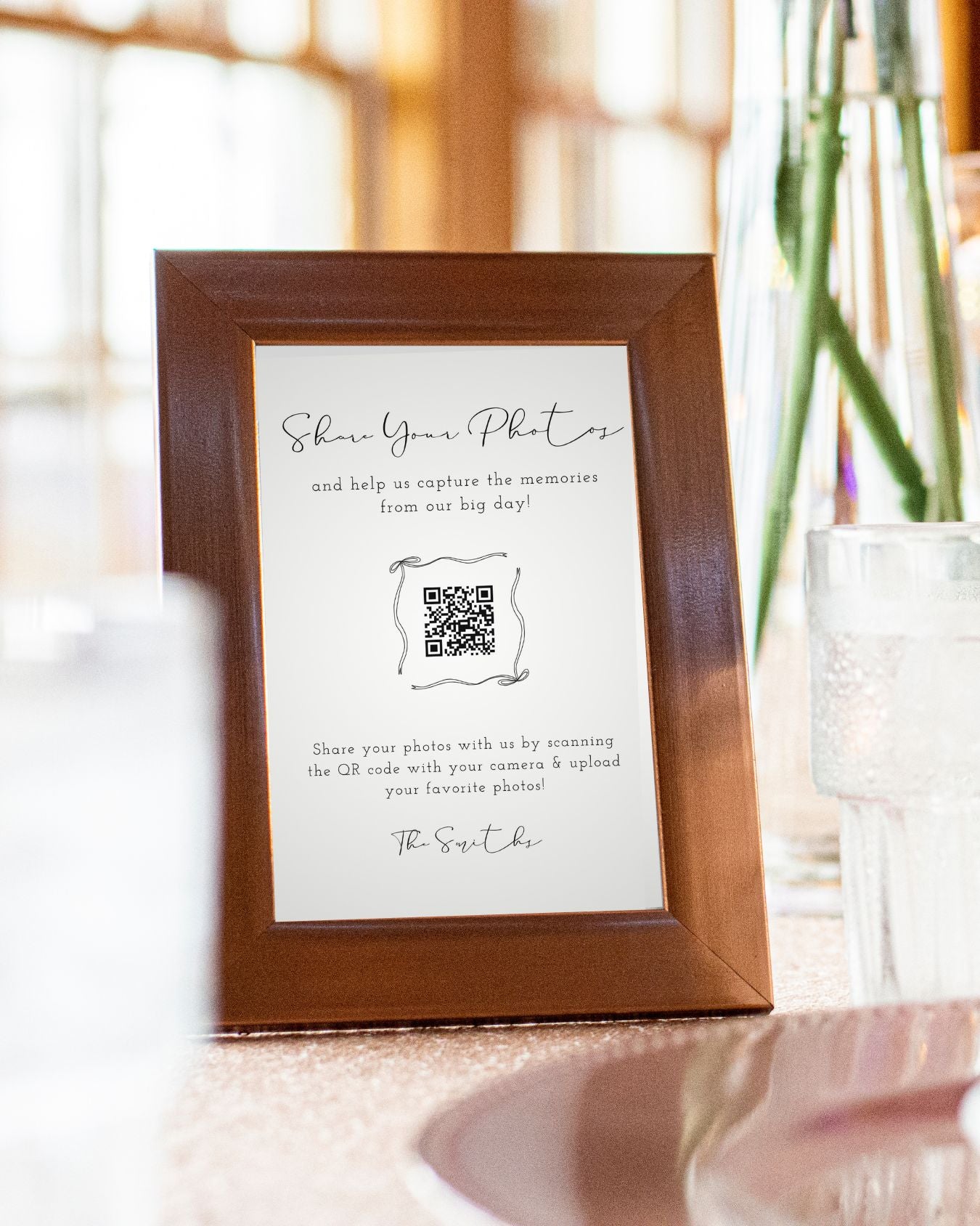 Modern QR Code Wedding Sign for Photo Sharing - Share Your Photos