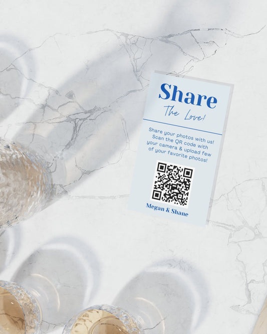 Celebrate & Capture: Wedding Guests Photo Sharing QR Code Take Away Business Card