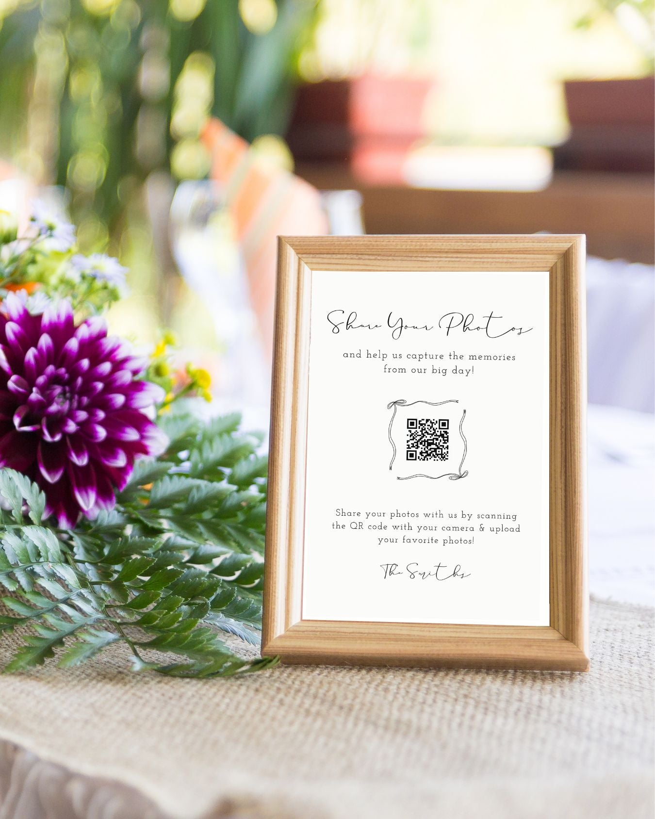 Modern QR Code Wedding Sign for Photo Sharing - Share Your Photos