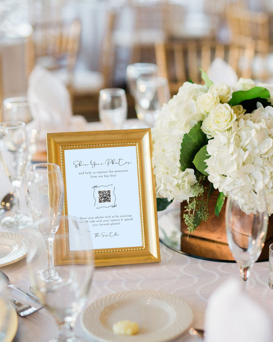 Delightful QR Code Sign for Collecting Wedding Photos - Share Your Photos