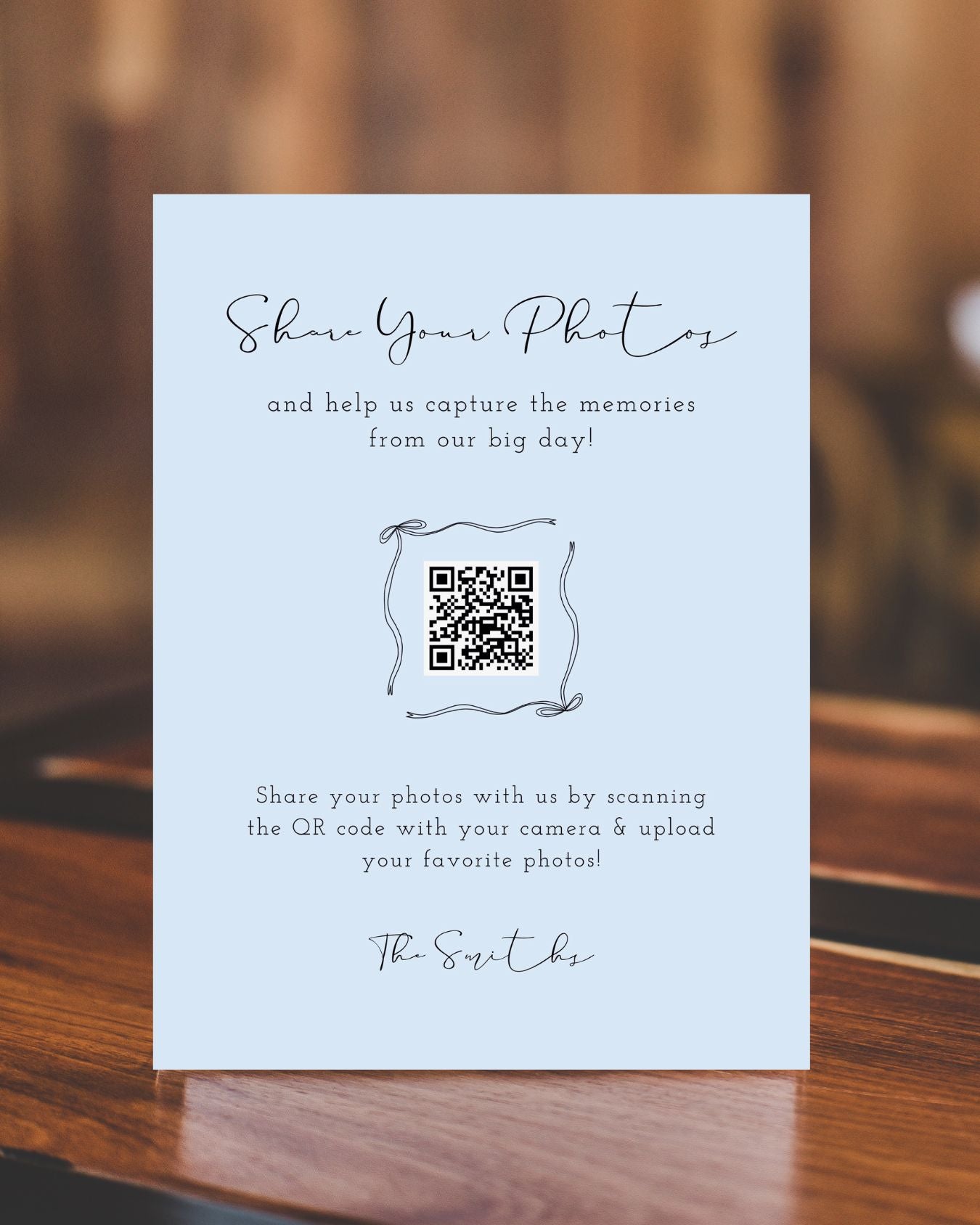 Delightful QR Code Sign for Collecting Wedding Photos - Share Your Photos