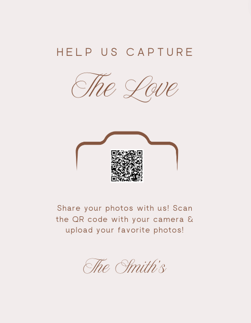 Seamless Wedding Photo Sharing QR Code Sign - Capture the Love