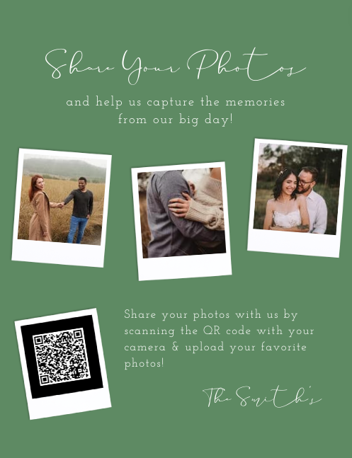 Elegant Photo Sharing QR Code Sign for Weddings - Share Your Photos