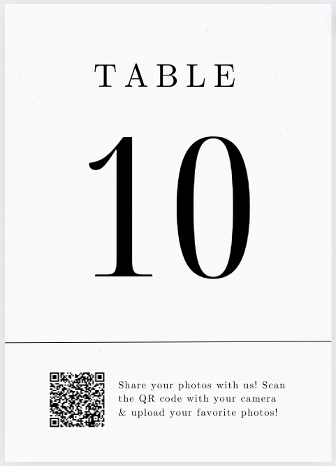 Effortless Wedding Memories QR Code Sign with Table Number