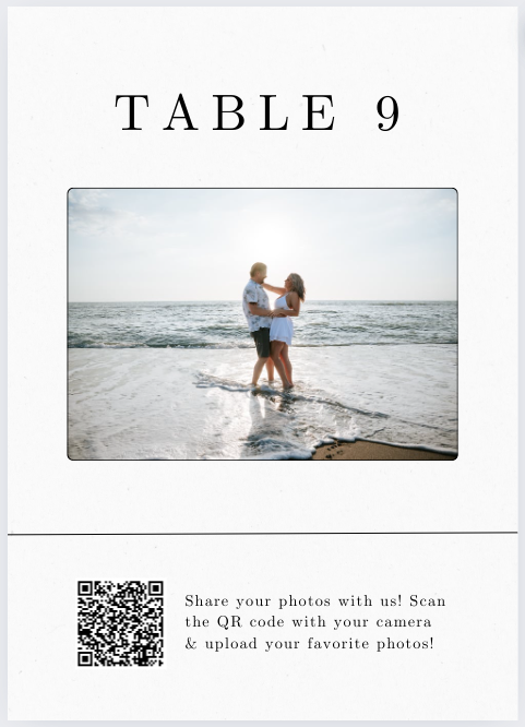 Fun and Interactive QR Code Sign for Wedding Photos with Table Number