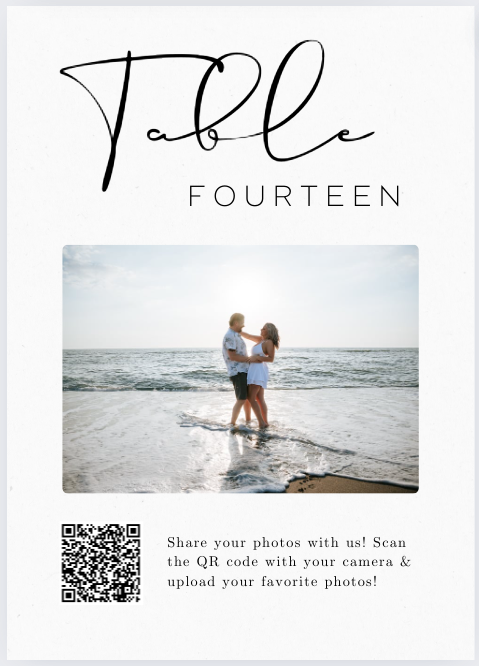 Fun Wedding Guest Photo Collection QR Code Sign with Table Number