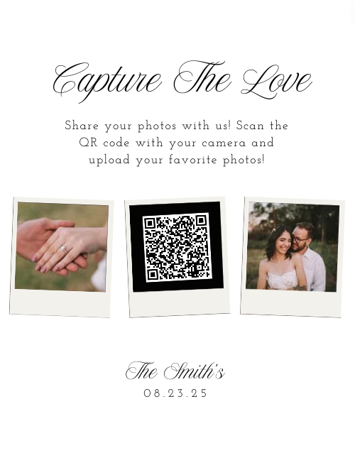 Interactive Wedding Photo Collection QR Code Sign - Capture the Love