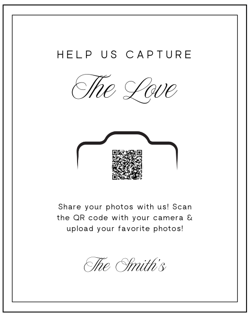 Charming QR Code Sign for Wedding Guest Photos - Capture the Love