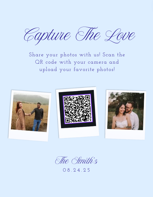 Stylish Wedding Guest Photo QR Code Sign - Capture the Love