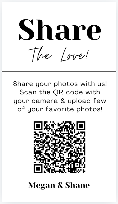 Picture Perfect: Wedding QR Code Photo Collection - Take Away Business Card