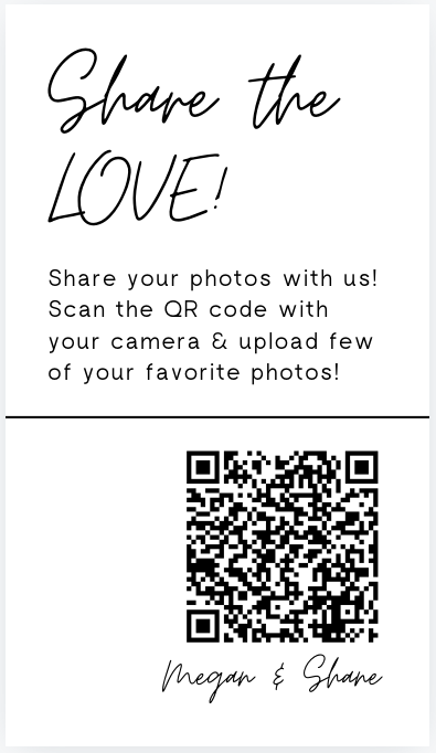 Share the Love: Wedding QR Code Photo Sharing - Take Away Business Card