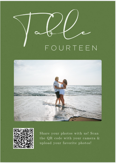 Modern Wedding Photo QR Code Sign with Table Number